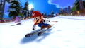 Mario and Blaze competing in skiing.