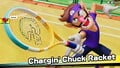 Waluigi posing with the Chargin' Chuck Racket