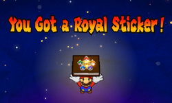Mario getting the last Royal Sticker in Paper Mario: Sticker Star.