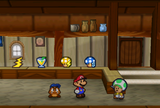 Mario and Goombario in Harry's Shop