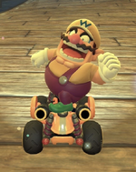 Wario performing a trick.
