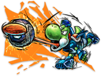 Artwork of Yoshi in Mario Strikers: Battle League