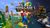 Group artwork of the "Super Mario Mash-Up Pack" in Minecraft. This scene resembles the group artwork from Super Mario 3D World, but with different characters.
