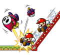 Mini Marios sliding down a Red Girder