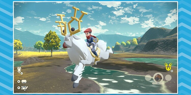 Screenshot of Pokémon Legends: Arceus, shown alongside the seventh question of Nintendo Switch System Games Online Quiz
