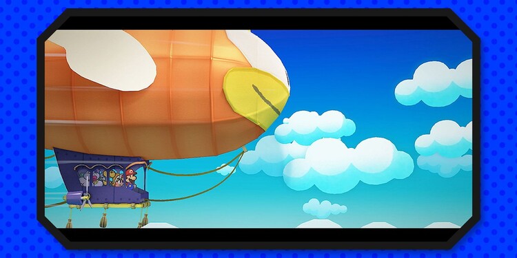 Image of the Cheep Blimp shown with the eighth question of the Paper Mario Personality Quiz.