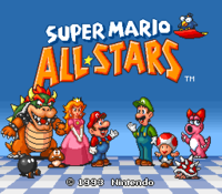 The title screen of Super Mario All-Stars