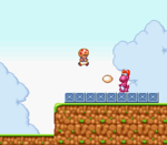 Birdo spits an egg at Toad in Super Mario Bros. 2 on Super Mario All-Stars