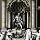 The Trevi Fountain in the DOS (left) and SNES (right) releases