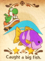 "Caught a big fish." discovery from Snurfboard Habitat in Yoshi and the Mysterious Book