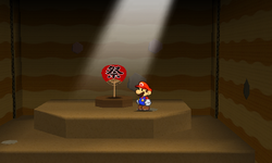 Mario near the Paper Fan Thing in Yoshi Sphinx of Paper Mario: Sticker Star.