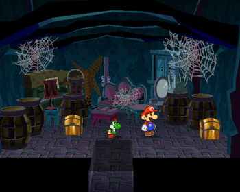 First two treasure chests in Creepy Steeple of Paper Mario: The Thousand-Year Door.