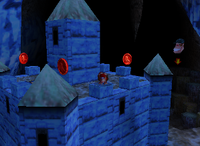 A set of red Banana Coins in Crystal Caves.