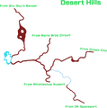 A composite map of all routes leading to Desert Hills