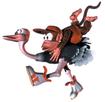 Diddy Kong rides on Expresso.