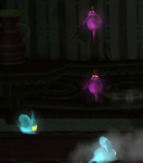 Blue and Purple Mice in the game Luigi's Mansion.