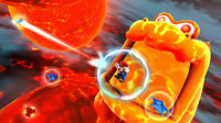 Mario uses Pull Stars to avoid a Magmaargh in Super Mario Galaxy 2.