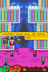 Mario and Luigi battling Bowser Memory M and Bowser Memory L in the Memory Banks