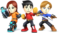 Artwork of the Mii Fighters, from Super Smash Bros. for Nintendo 3DS / Wii U.