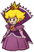 An early render of the Shadow Queen's Peach form in the GCN version Paper Mario: The Thousand-Year Door. Compared to her finalized design, she uses a more saturated purple-ish color scheme, and slightly different proportions.