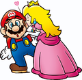 Peach kissing Mario