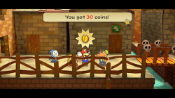 Mario getting 30 Coins from Arfur in Paper Mario: The Thousand-Year Door for Nintendo Switch.