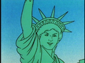 The Statue of Liberty commenting on Mario and Luigi's heroics at the end of "Recycled Koopa".