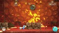 The boss summoning rocky terrain before filling the arena with lava