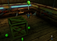A green Banana Balloon and a set of green Banana Coins in Creepy Castle.