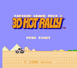 The title screen in Famicom Grand Prix II: 3D Hot Rally