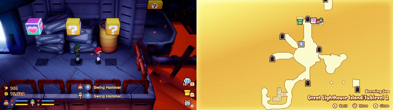 28th and 29th blocks in the Brrning Sea Great Lighthouse Island from Mario & Luigi: Brothership