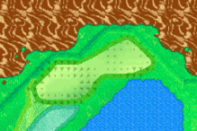 The green from Hole 6 of the Mushroom Course from Mario Golf: Advance Tour
