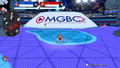 An advertisement for "Mario Golf Broadcasting Company" in Super Golf Stadium