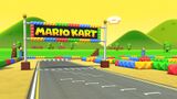 View of the starting line on SNES Mario Circuit 3
