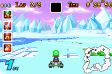 Luigi racing on SNES Vanilla Lake 2