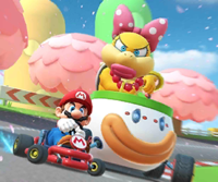 The icon of the Wendy Cup challenge from the London Tour, the Baby Mario Cup challenge from the Peach Tour, and the Luigi Cup challenge from the April – May 2021 Sydney Tour in Mario Kart Tour.