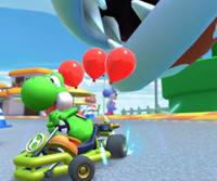 Thumbnail of the Peachette Cup challenge from the 2019 Holiday Tour; a Steer Clear of Obstacles challenge set on GCN Yoshi Circuit (reused as the Wario Cup's bonus challenge in the 2020 Mario vs. Luigi Tour and the Toadette Cup's bonus challenge in the September 2021 Sydney Tour)