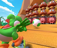 Thumbnail of the Rosalina Cup challenge from the Ice Tour; a Goomba Takedown challenge set on GCN Dino Dino Jungle (reused as the Fire Bro Cup's bonus challenge in the Bowser vs. DK Tour)
