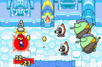 Screenshot of Mario fleeing in Mario & Luigi: Superstar Saga