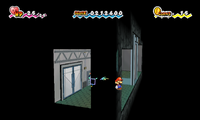 Mario using a Fleep ledge cancel to bypass the scanner in chapter 5-4 of Super Paper Mario.