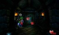 Two Sparks in the basement hallway of Luigi's Mansion's Nintendo 3DS remake.