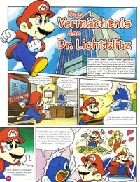 The first page of the Club Nintendo comic "Das Vermächtnis des Dr. Lichtblitz"