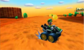 Luigi driving on N64 Kalimari Desert.