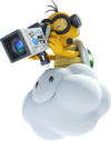 Lakitu as he appears in Mario Kart 8 and Mario Kart 8 Deluxe as the referee and filming for Mario Kart TV.