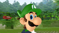 A graphical error in Luigi's eye from Mario Super Sluggers