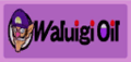 A Waluigi Oil trackside banner from Mario Kart Wii