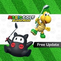 Thumbnail of an announcement regarding the release of the Mario Golf: Super Rush version 3.0.0 update, featuring Koopa Troopa and Ninji