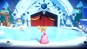 The exterior of the venue in A Snow Flower on Ice in Princess Peach: Showtime!.