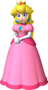 Artwork of Princess Peach for Mario & Sonic at the Olympic Winter Games (also used for Fortune Street and New Super Mario Bros. 2)