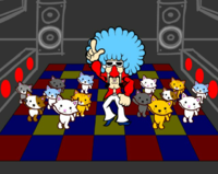 Scene from the epilogue of Jimmy T.: Jimmy dances with the Legendary Cat Dancers.
